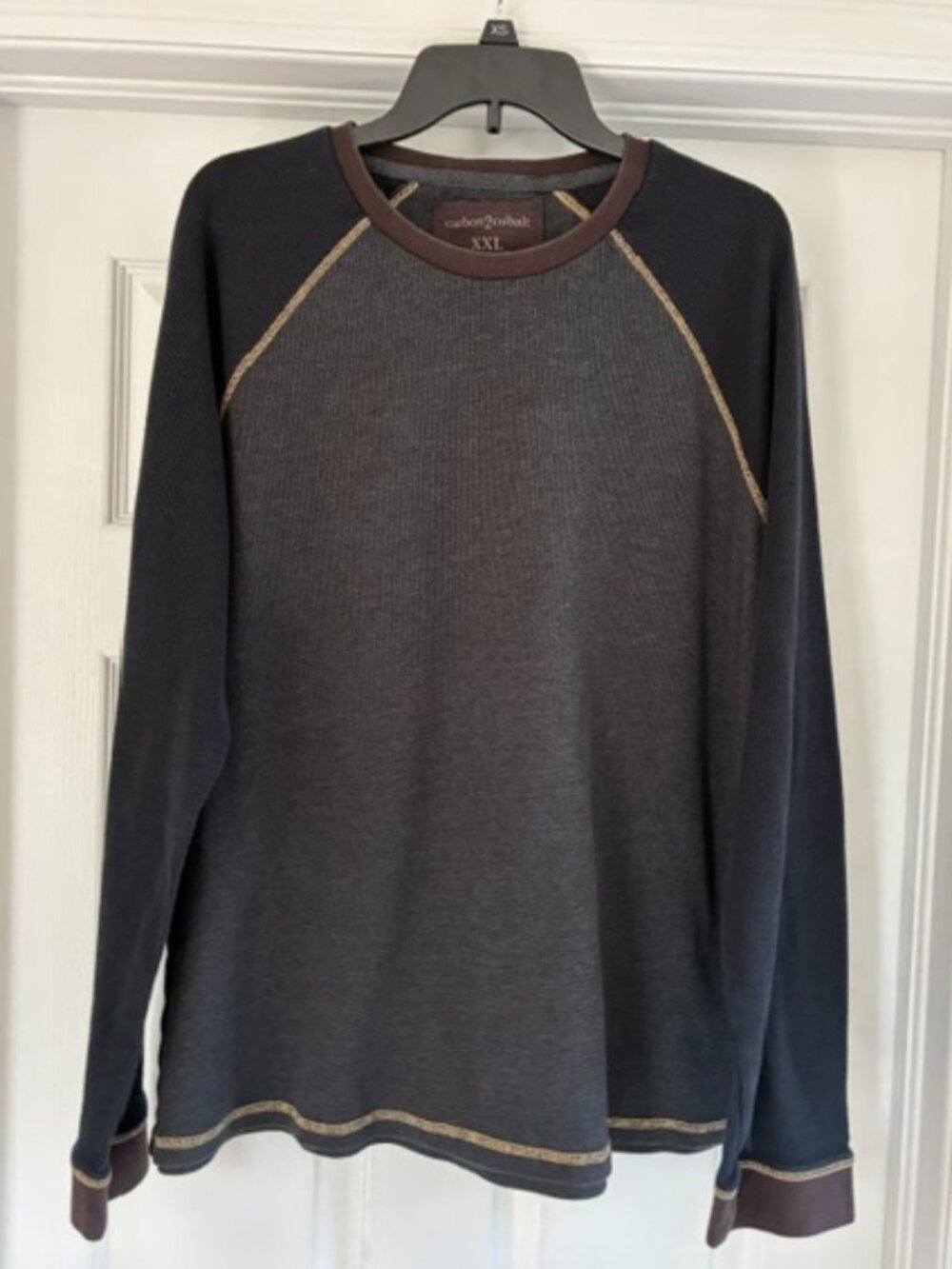 Carbon 2 Cobalt Waffle Knit Thermal Shirt Men’s XXL Blue Colorblock Crewneck